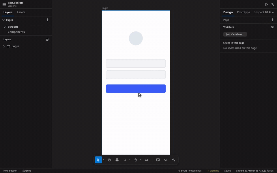 Right-click the empty canvas, Create ▸ Rectangle, then Properties… on the new layer.
