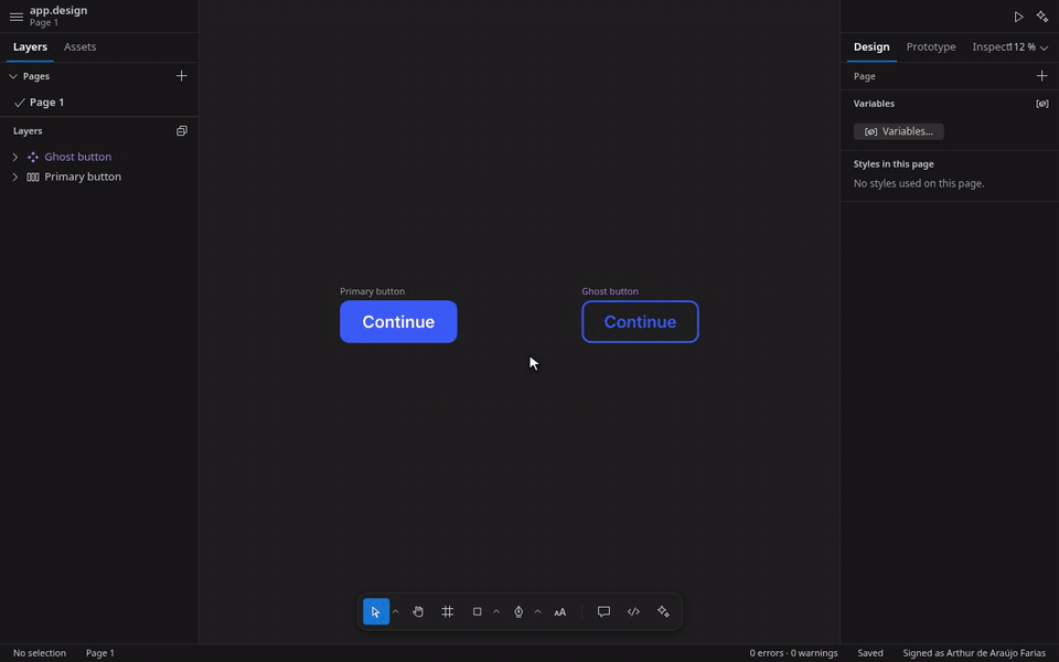 A component, an instance with its own text, then a swap