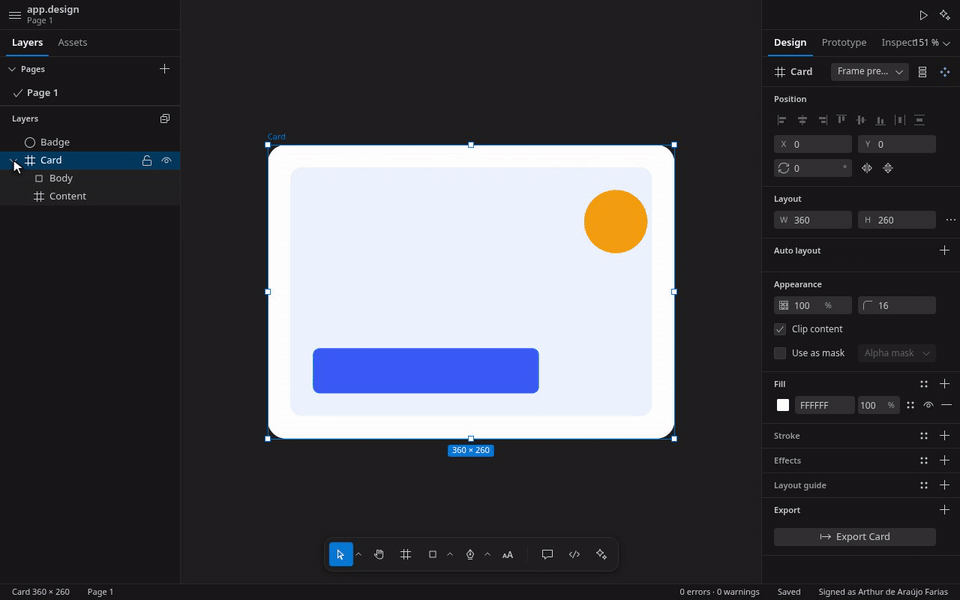Dragging rows in Layers: between rows to reorder, onto a frame to move inside it, then the row menu.