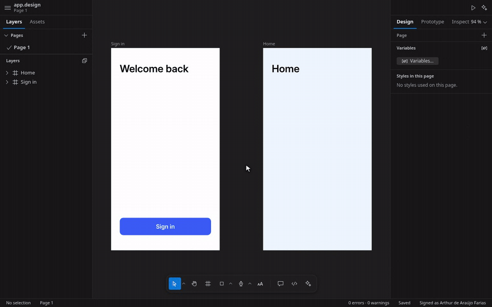 A connection drawn on the canvas, then played in the preview player